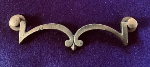 Brass Mid Century Modern French Provincial Bail Drawer Pull 5 1/2” Centers Cover