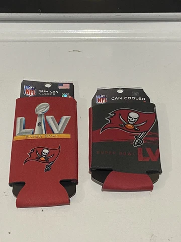 Lot of 2 Tampa Bay Buccaneers Super Bowl Champions LV Can Cooler Koozie & Slim Cover