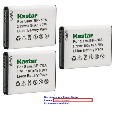 Bateria de substituição Kastar para câmera Samsung BP-70A e Samsung WB35F WB50F - Imagem 1 de 3