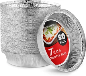 7 Inch Round Aluminum Pans (50 Pack) Disposable Foil Pan for Baking Pies, To Go - Picture 1 of 12