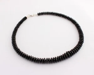 Natur Spinell Kette Edelsteinkette Facettierte Schwarz Collier Linsen ca. 44 cm - Bild 1 von 4