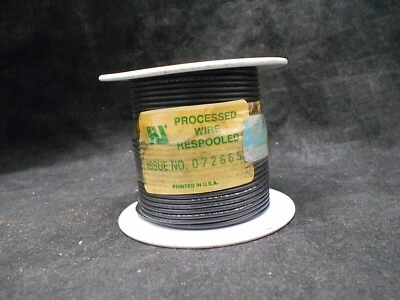 Alpha Black .41MM 100Ft Re-spooled Processed Wire 20AWG Issue # 072665 AWM 1007  - Image 1 of 4