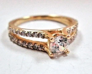 ANILLO DE COMPROMISO ORO AMARILLO 14K caña dividida talla 6 damas - Imagen 1 de 11