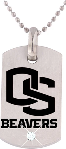 OREGON STATE BEAVERS OSU * Stainless Steel Dog Tag with Cubic Zirconia  NCAA New Cover