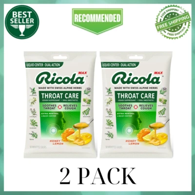 Gotas para la tos Ricola Max cuidado garganta miel limón, centro líquido, doble acción, 68 quilates Foto 1 de 4
