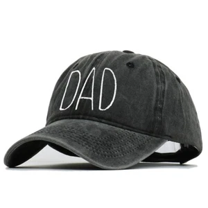 DAD Letters Embroidery Black Baseball Cap, Cotton Washed, Men Hat, Father's Day - Picture 1 of 8