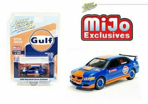 Johnny Lightning 1:64 2004 Mitsubishi Lancer Evolution Gulf JLCP7249 Diecast Car - Image 1 of 1