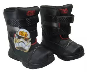 Disney Boys Size 8 Star Wars Storm Trooper Black Logo Winter Snow Boots - Picture 1 of 5