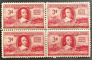 US 1948 Sc# 971 Block of 4 MH OG 3c. Peter Stuyvesant, Volunteer Firemen Issue - Picture 1 of 2
