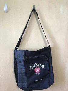 Jim Beam Logo Black Nylon Flap Travel Shoulder Messenger Bag - Picture 1 of 3