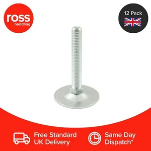 Pack of 12 M10x60mm All Metal Low Profile Threaded Levelling Feet - Base 46mm UK - Picture 1 of 2