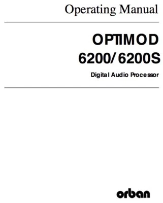 ORBAN OPTIMOD 6200 6200S DIGITAL AUDIO PROCESSOR OPERATING MANUAL on CD-ROM - Image 1 of 4
