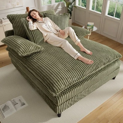 Sofá chaise lounge de gran tamaño 57,08" W sofá tapizado con 3 almohadas Foto 1 de 4