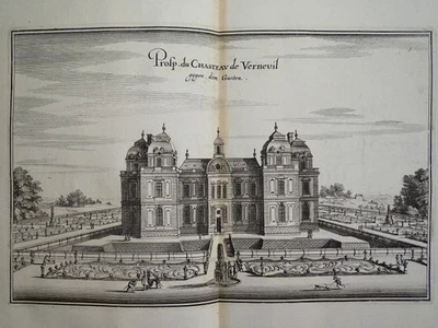 Château de Verneuil Gartenseite Topographia Galliae EA Merian Kupferstich 1655 - Bild 1 von 3