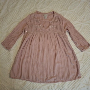Soft Surroundings Medium Blouse Sequin Embellished Popover Bohemian Tunic Pink - Picture 1 of 13