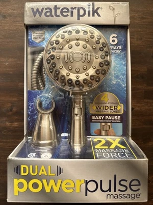 Waterpik ZZR-769ME Dual PowerPulse Massage 6-Spray Handheld Shower Head NEW - Image 1 of 2