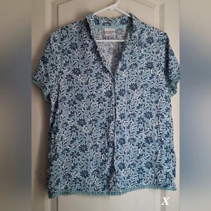 Wonderly Floral Blue and White Rayon Floral Pajamas Set M Short Sleeve Longwear - Picture 1 of 11
