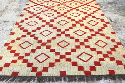Handwoven Wool Jute Kilim Rug Geometric Modern for Home decor area rugs 9x15 - Image 1 of 4