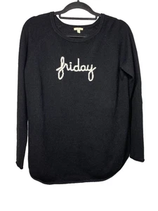 Suéter mediano Project para mujer 100 % cachemir Friday Script negro tejido acogedor cálido - Imagen 1 de 4