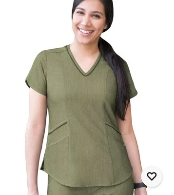 ¡NUEVO! Blusa Médica Adar Pro para Mujer - Cuello en V Elevado Talla XL Grande OLIVA Foto 1 de 4