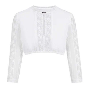Blusa Dirndl broche alto manga larga blanco - Imagen 1 de 9