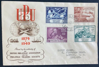1949 Pitcairn Island First Day Cover FDC To London England Universal Postal Unio - Image 1 of 2