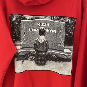 2014 SS14 Supreme Dead Kennedys Grave Hoodie Hooded Sweatshirt Red Sz S Small - Picture 1 of 12