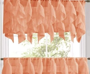 Sweet Home Collection Veritcal Kitchen Curtain Sheer Cascading Ruffle Waterfa... - Picture 1 of 2