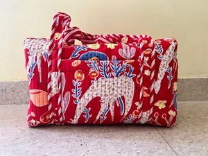 Borsa a tracolla grande trapuntata cotone boho indiano, borsa bagaglio da viaggio per lei - Foto 1 di 3