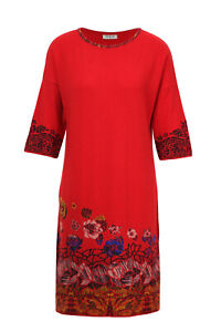 IVKO Kleid dress rot red Glasmalerei geblümt (Merino) Wolle 192741