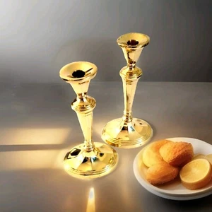 Retro Midcentury Brass Candlesticks, Set of 2 - Timeless Home Décor - Bild 1 von 12