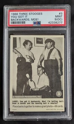 1966 Fleer The Three 3 Stooges #3 You Got It Backwards, Moe! PSA 9 (OC) Mint - Image 1 of 2