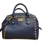 Michael Kors Studded Sandrine Blue Saffiano Leather Handbag Purse