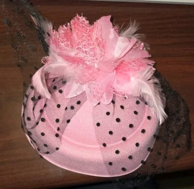 Pinzas para el cabello facinador rosa floral emplumado cóctel o fiesta de té/derby  Foto 1 de 4