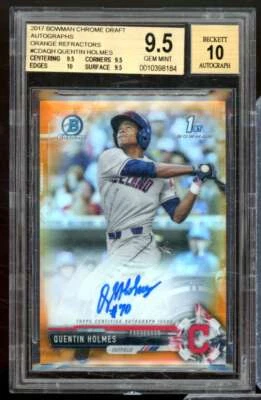 Quentin Holmes RC 2017 Bowman Chrome Draft Auto Orange Refractors #CDAQH BGS 9.5 - Image 1 of 2