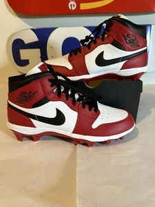 Air Jordan 1 Mid TD Football Cleats Chicago White Red FJ6805-106 Sz 11 New - Picture 1 of 10