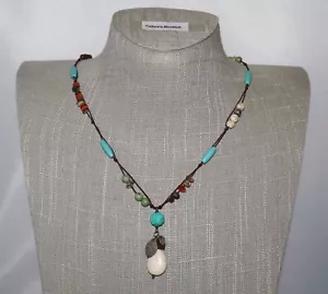 Silpada Sterling Silver Howlite, Coral, MOP & Tigers Eye Pendant Necklace N2068 - Picture 1 of 8