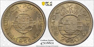 MOZAMBIQUE 1955 2.5 Esc., PCGS SP66 (PROVA) KM-Pr35 - Picture 1 of 2