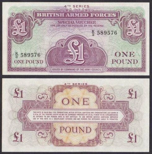 1962 British Armed Forces 1 Pound Banknote-4th Series-Uncirculated - Image 1 of 1