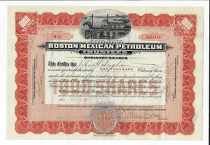 MÉXICO 1919 Boston Certificado de Stock de Petróleo Mexicano #21 Río Panuco Vera Cru - Imagen 1 de 2