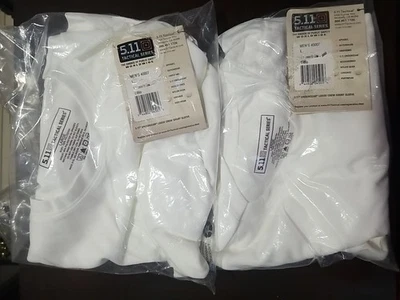 Lot-2 / 5.11 Tactical Loose Fit Crew Short Sleeve Shirt Mens L White 40007 NWT - Image 1 of 2