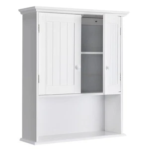 Wall Mount Bathroom Cabinet Wooden Medicine Cabinet Storage Organizer with 2-... - Picture 1 of 9