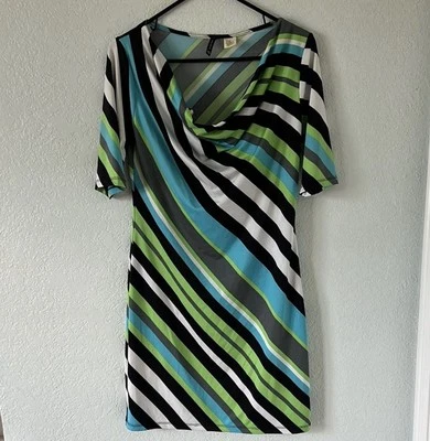 Vestido Vaina New Directions Azul Verde Capucha Cuello Talla Pequeña Foto 1 de 4