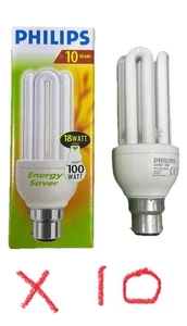 10 lampadine a bastone CFL a basso risparmio energetico Philips 18 W (100 W) lampada BC B22 - Foto 1 di 3