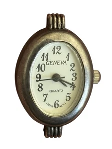 Geneva Oval Quartz Watch Head Japan Movt Vintage Style White Dial Untested - Bild 1 von 7