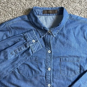 The Limited denim women’s large casual button-down shirt Blouse Cotton Blue - Picture 1 of 6