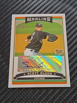 2006 Topps Chrome #343 Scott Olsen Auto RC Rookie Marlins - Image 1 of 2