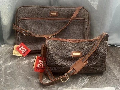 Maleta de tweed Samsonite vintage NOS + bolsa de viaje de mano colección especial Foto 1 de 4