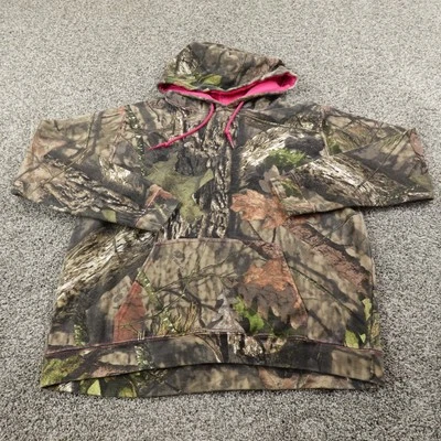 Mossy Oak Hoodie Womens L Brown Green Camo Pullover Sweatshirt Jacket Hunting - Image 1 of 4