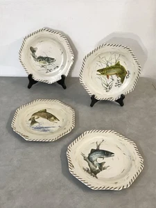 Set of 4 Lenox Riverwood Trout Fish Plates by Catherine McClung Fishing MINT! - Picture 1 of 10